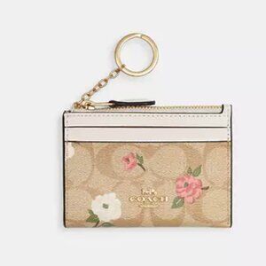 Coach Mini Skinny Id Case In Signature Canvas With Floral Print